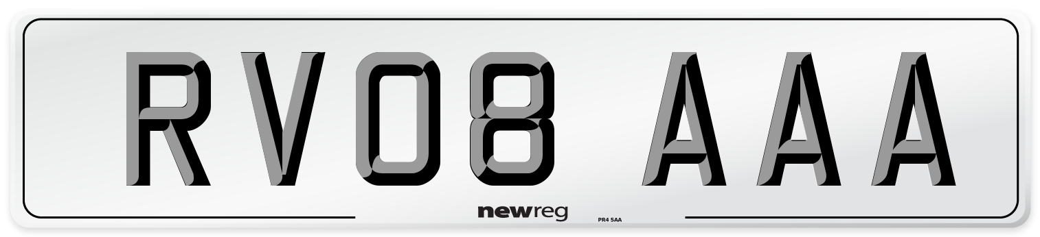 RV08 AAA Number Plate from New Reg